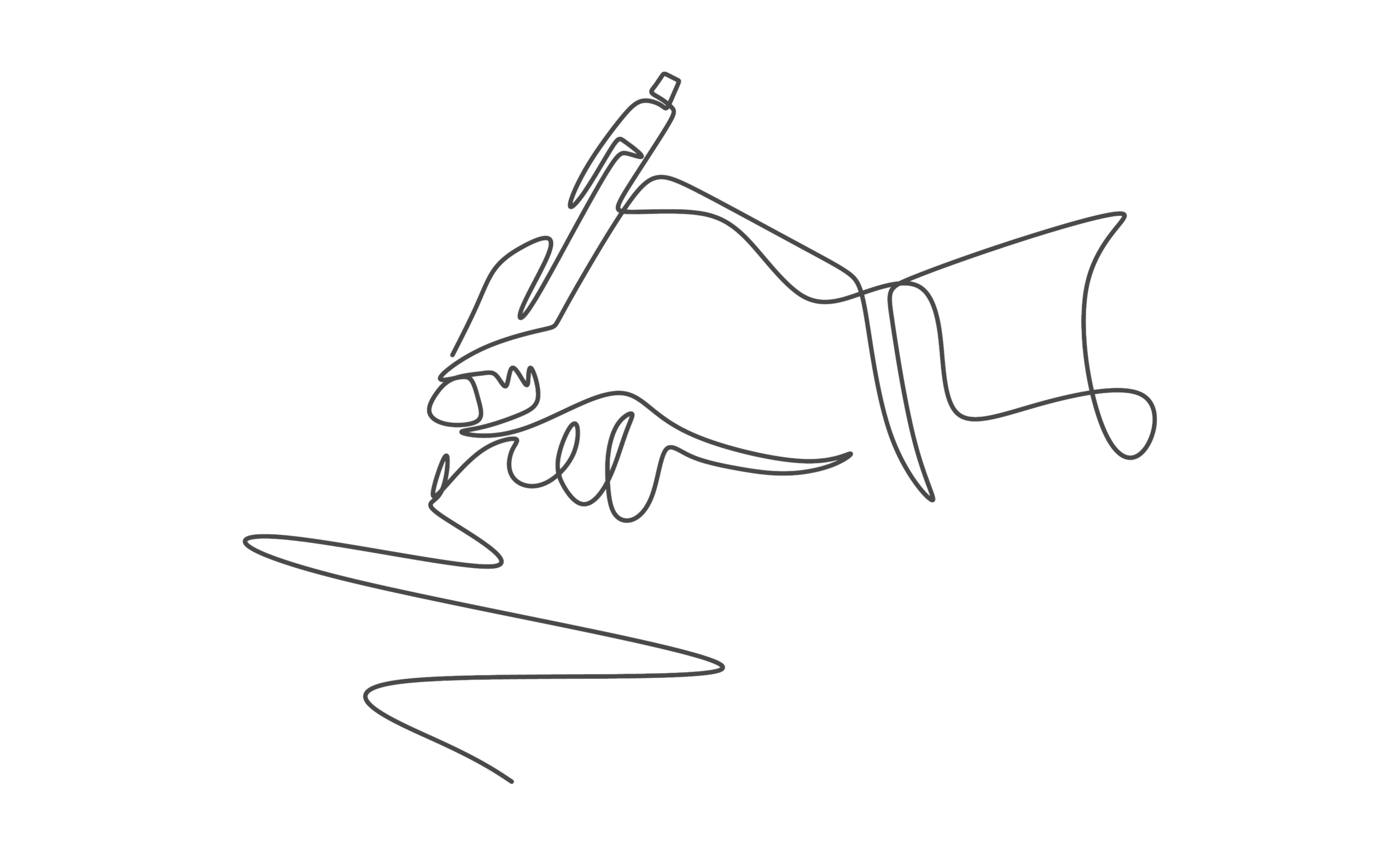 線画　手と鉛筆